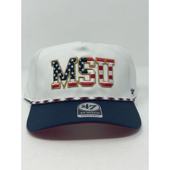 '47 Men's Michigan State Spartans White Flag Script Hitch‎ Adjustable Hat - Picture 1 of 5